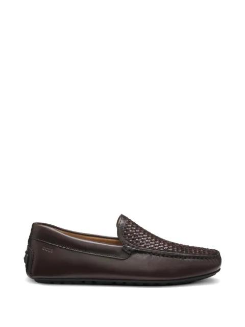 leather moccasins with woven vamp by HUGO BOSS