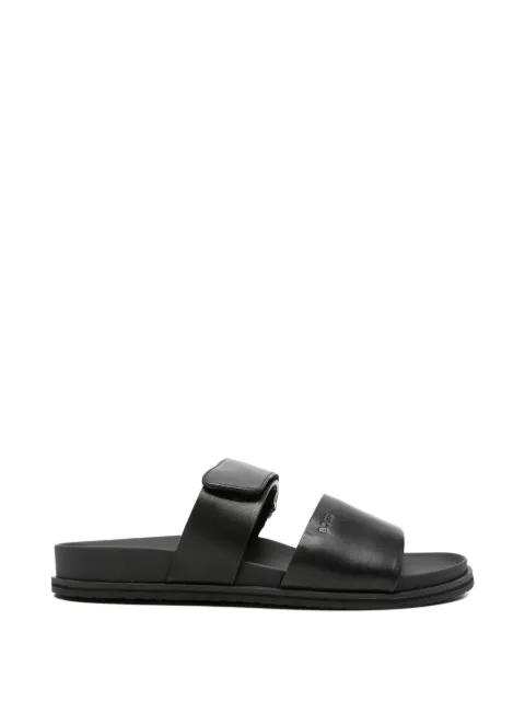 leather slides with riptape strap by HUGO BOSS