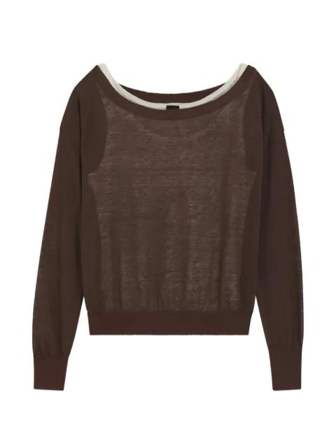 linen-cotton sweater with underlayer by HUGO BOSS