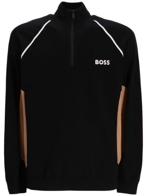 logo-embroidered colour-block sweater by HUGO BOSS