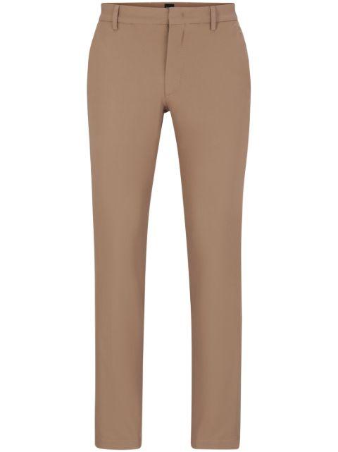 logo-embroidered cotton-blend tapered trousers by HUGO BOSS