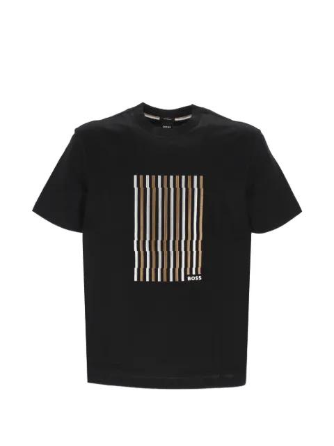 logo-embroidered striped T-shirt by HUGO BOSS