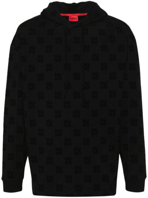 logo-jacquard long-sleeve hoodie by HUGO BOSS