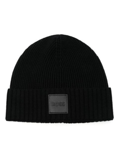 logo-patch beanie hat by HUGO BOSS
