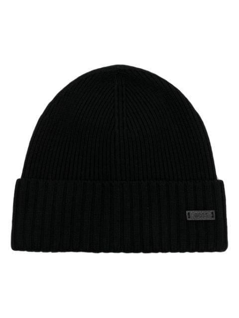 logo-patch virgin wool beanie by HUGO BOSS
