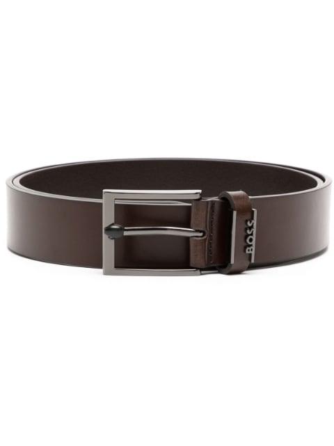 logo-plaque leather belt by HUGO BOSS