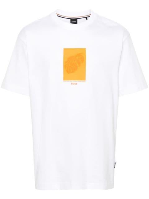 logo-print cotton T-shirt by HUGO BOSS