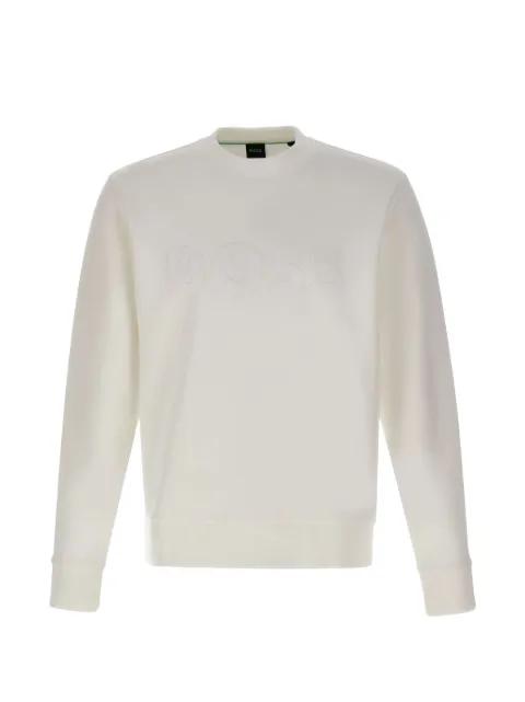 logo ribbed crew-neck sweatshirt by HUGO BOSS