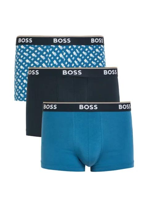 logo-waistband geometric-print boxer briefs set of 3 by HUGO BOSS