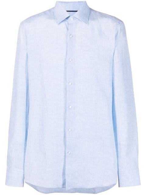 long-sleeve linen shirt by HUGO BOSS