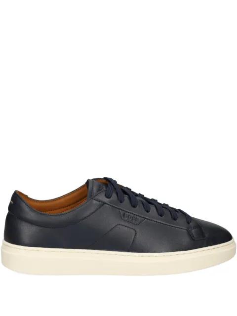 low-top trainers in leather with embossed logo by HUGO BOSS