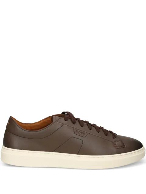 low-top trainers in leather with embossed logo by HUGO BOSS