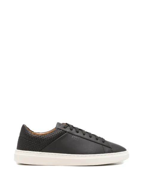 low-top trainers with woven and grained effects by HUGO BOSS
