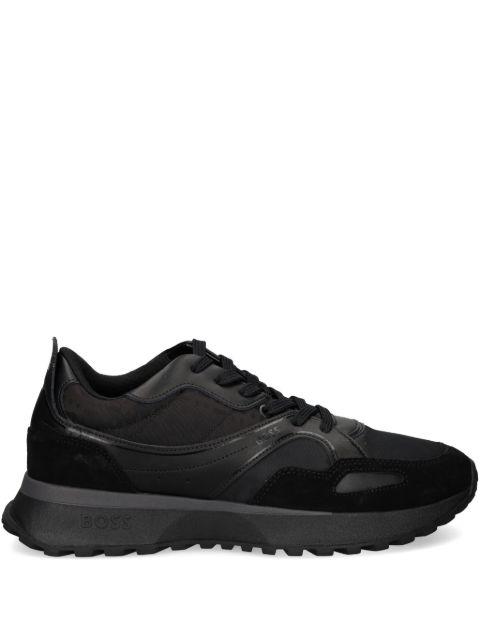 mixed-material trainers with mesh and leather by HUGO BOSS
