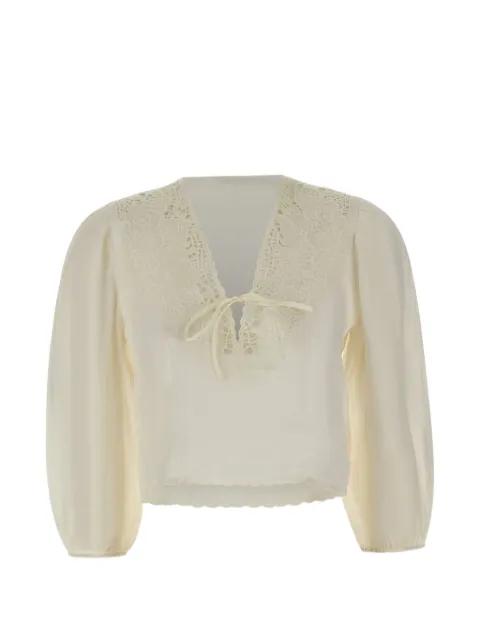 openwork-embroidered scalloped-hem blouse by HUGO BOSS