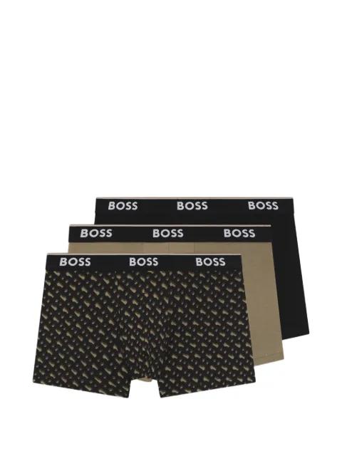 patterned logo boxers pack of three by HUGO BOSS