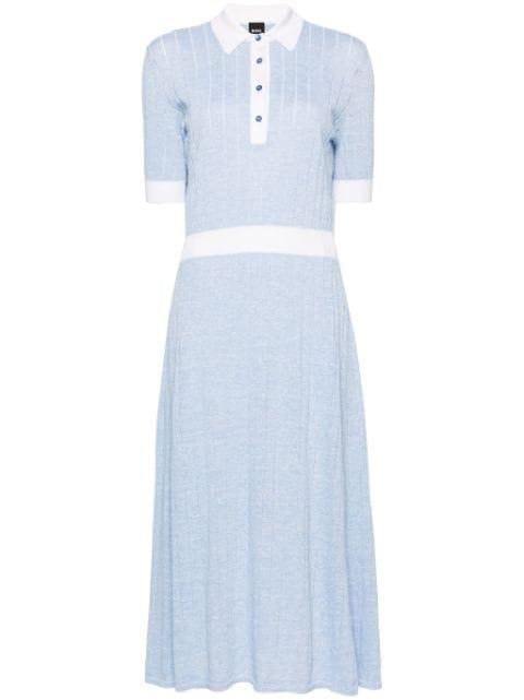 polo-collar fine-knit dress by HUGO BOSS