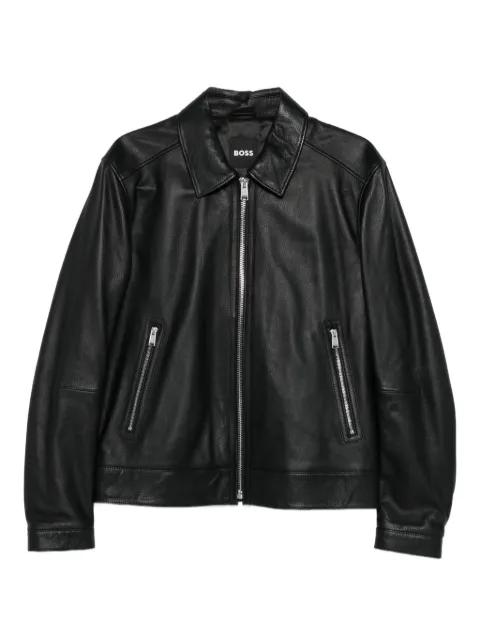 regular-fit leather jacket with zip closure by HUGO BOSS