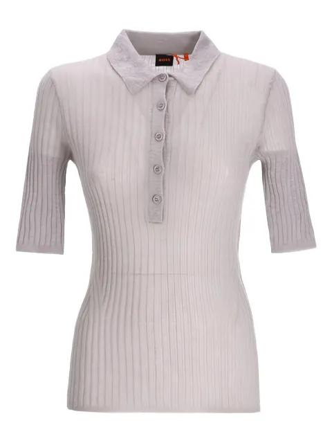 ribbed button polo top by HUGO BOSS