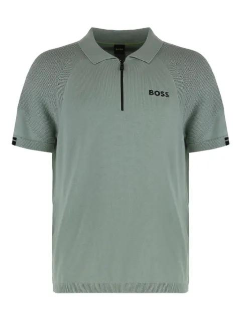 ribbed-cuffs zip-fastening polo shirt by HUGO BOSS