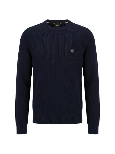 ribbed-knit logo-plaque sweater by HUGO BOSS