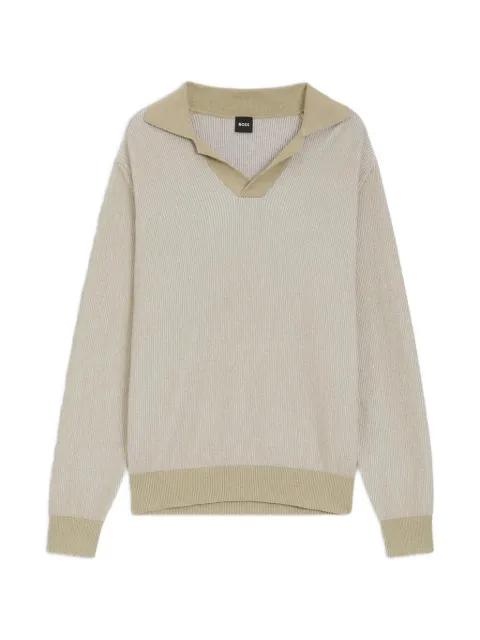 ribbed-knit open-collar sweater by HUGO BOSS