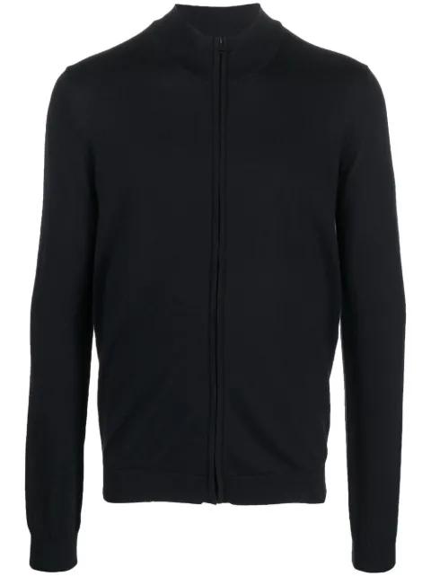 ribbed-knit zip-up sweater by HUGO BOSS