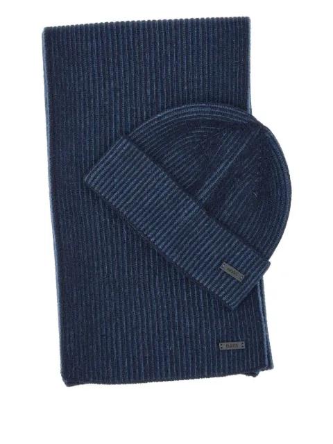 ribbed wool beanie and scarf set by HUGO BOSS
