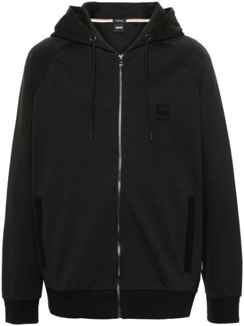 rubberised-logo zip-up hoodie by HUGO BOSS