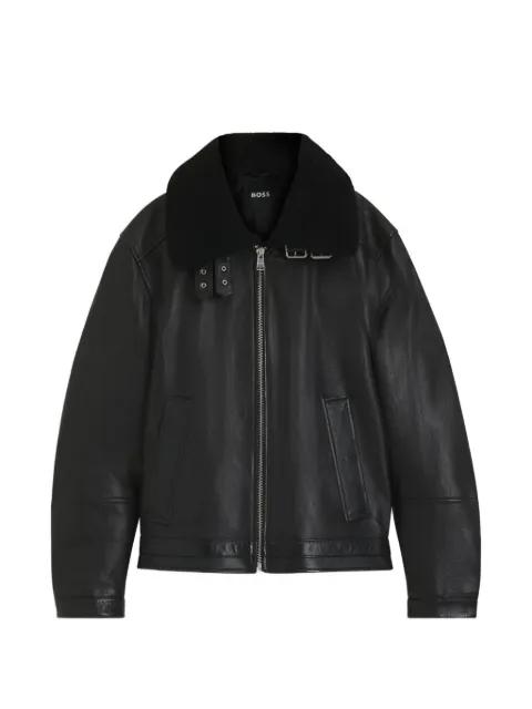 shearling-collar zip-fastening jacket by HUGO BOSS