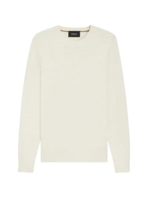 silk-cotton sweater with micro-check structure by HUGO BOSS