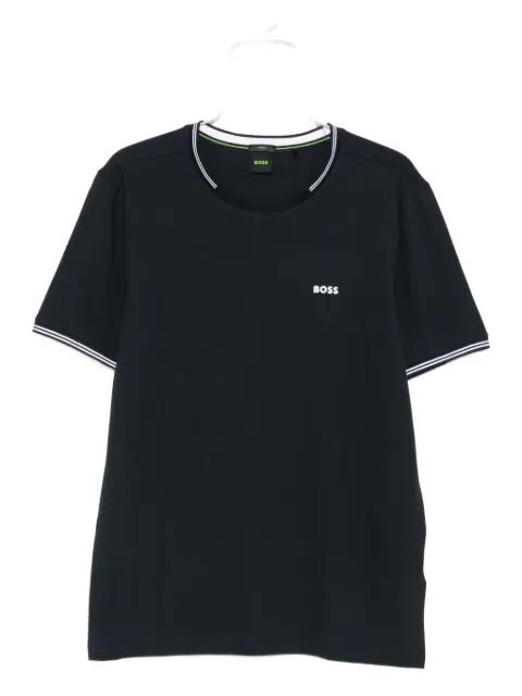 stretch-cotton T-shirt with stripes and logo by HUGO BOSS