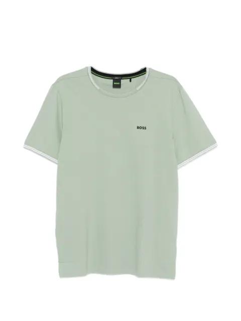 stretch-cotton T-shirt with stripes and logo by HUGO BOSS