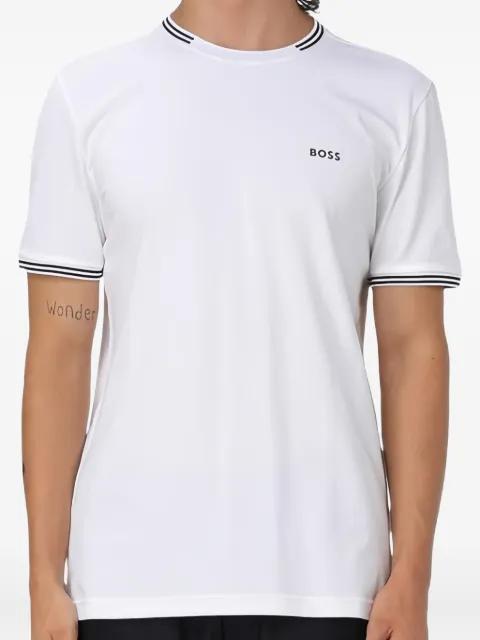 stretch-cotton T-shirt with stripes and logo by HUGO BOSS