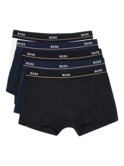 stretch-cotton logo-waistband trunks (pack of five) by HUGO BOSS
