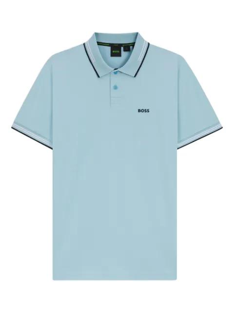 stretch-cotton slim-fit polo shirt with branding and stripes by HUGO BOSS