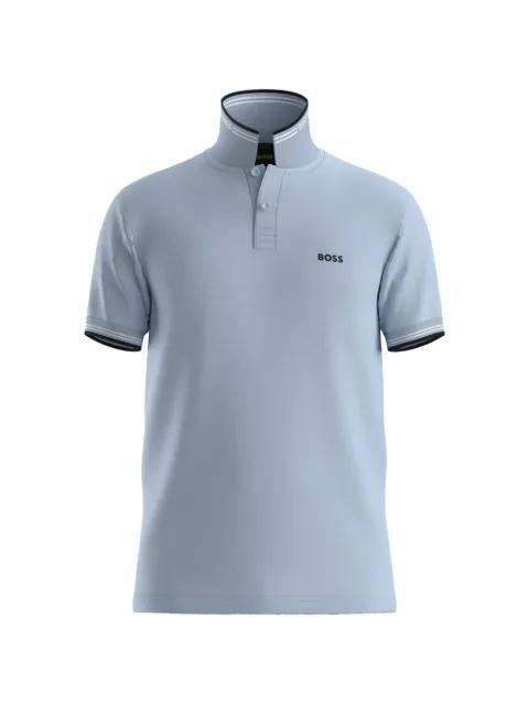 stretch-cotton slim-fit polo shirt with branding and stripes by HUGO BOSS