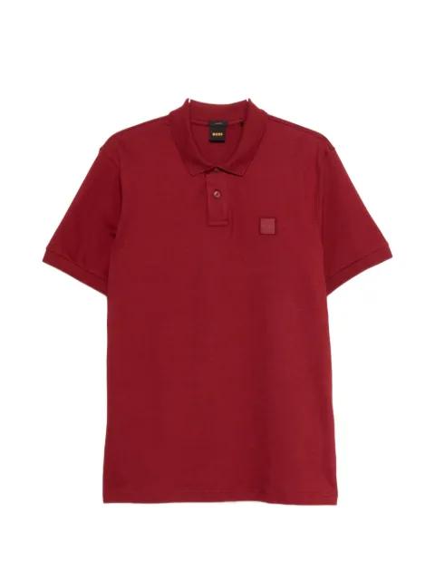 stretch-cotton slim-fit polo shirt with logo patch by HUGO BOSS