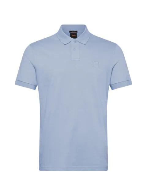 stretch-cotton slim-fit polo shirt with logo patch by HUGO BOSS