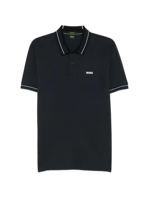 stripe-trim polo shirt in stretch cotton by HUGO BOSS