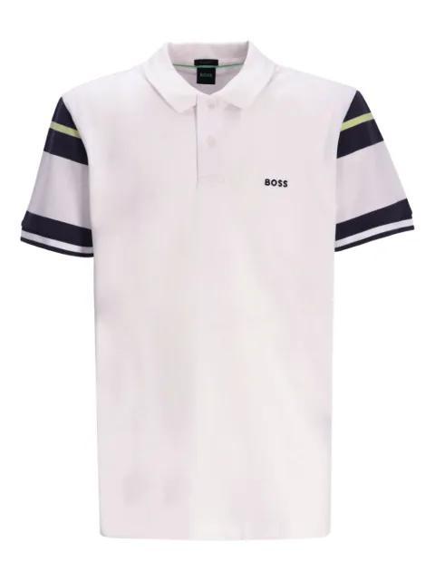 striped-panel polo shirt by HUGO BOSS