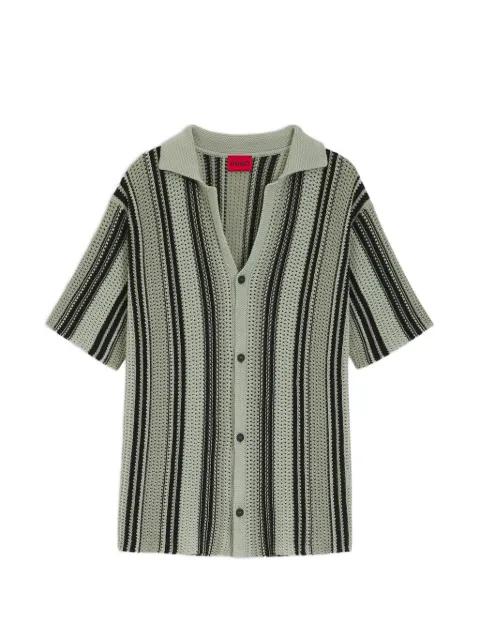 striped pointelle-knit shirt by HUGO BOSS