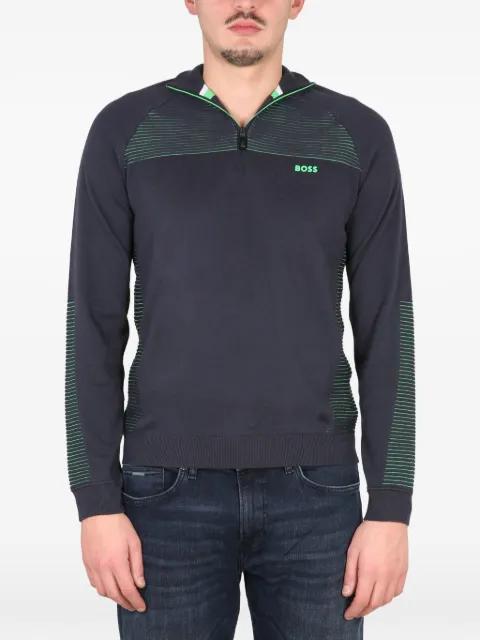 striped zip-neck sweater by HUGO BOSS