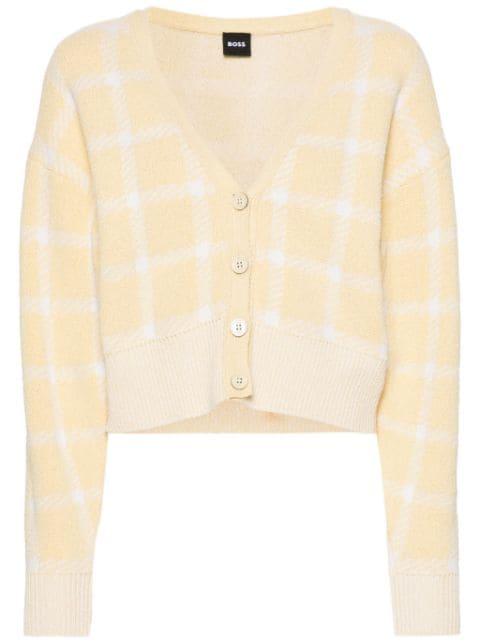 tartan knitted cardigan by HUGO BOSS