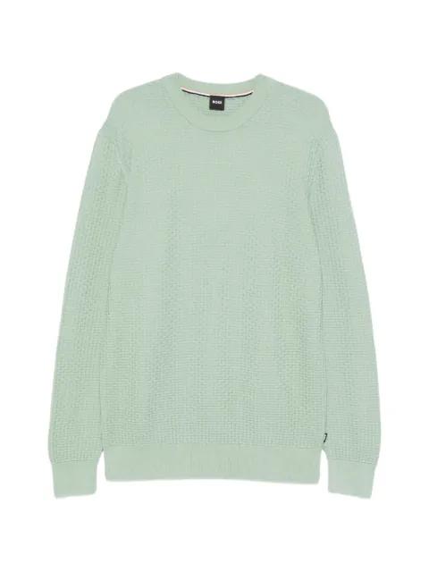 textured crew neck sweater by HUGO BOSS