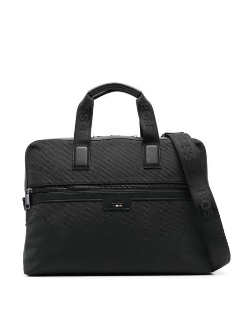 textured-fabric document case with embossed logo by HUGO BOSS