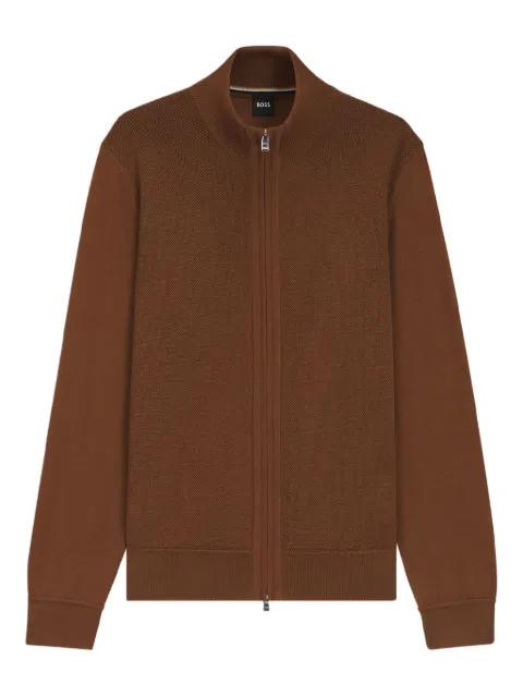 textured zip-up cardigan by HUGO BOSS