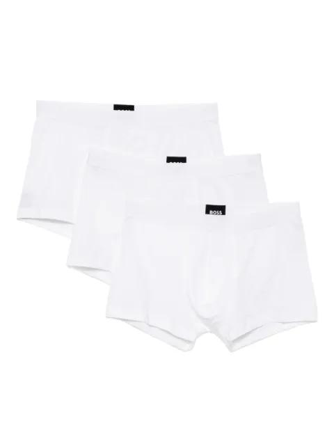 three-pack of stretch-cotton trunks with logo waistbands by HUGO BOSS