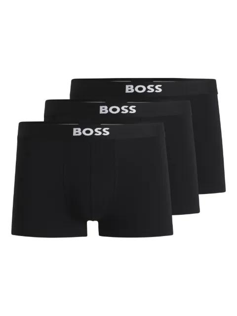 three-pack of stretch-cotton trunks with logo waistbands by HUGO BOSS