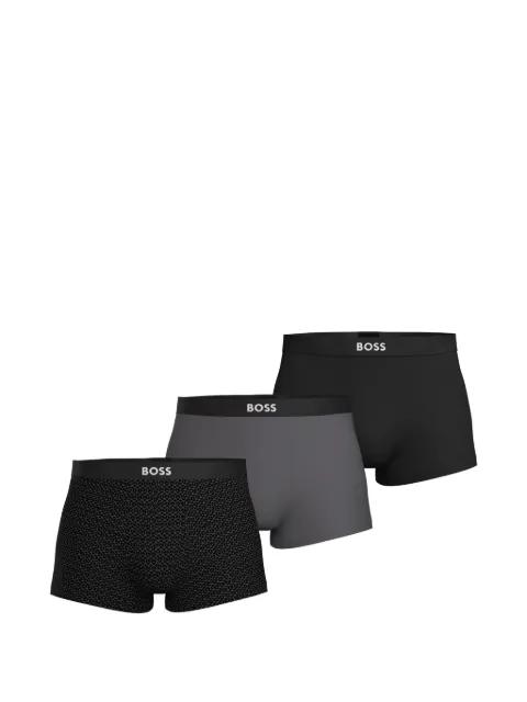 three-pack of stretch-cotton trunks with logos by HUGO BOSS